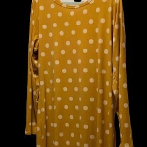 Lularoe Debbie dress 3xl. NWT! Pretty mustard color with white polka dots.